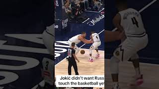 JOKIC DIDNT WANT RUSS TO TOUCH THE BASKETBALL YET 🤣🤣 shorts [upl. by Aliehs]