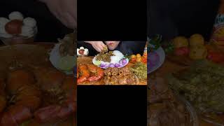 SPICY MUTTON CURRY PRAWNS CURRY CHICKEN🔥shorts asmr asmreating mukbang [upl. by Kcirde]