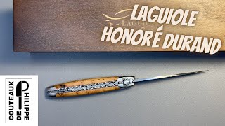 Laguiole Honoré Durand 12cmlame damas sauvage double platines abeille et ressort ciselés burin [upl. by Colpin]