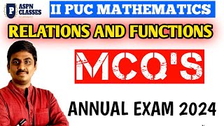 2nd PU RELATIONS AND FUNCTIONS MCQ 2023  CHAPTER WISE MCQ DISCUSSIONS FOR CLASS 12TH [upl. by Eedak]