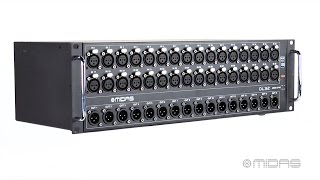 MIDAS DL32 32 Input 16 Output Stage Box with 32 MIDAS Microphone Preamplifiers [upl. by Nimrak598]