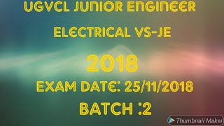 UGVCL Junior Engineer Electrical VSJE 2018  Full Paper Solution 2018 [upl. by Ahsinaj991]