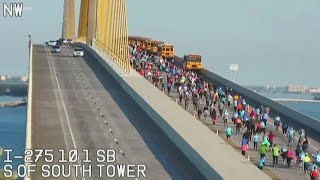 Skyway 10K Thousands race across Sunshine Skyway Bridge over Tampa Bay [upl. by Issiah]