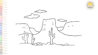 Plateau Landform drawing  Easy outline sketches  How to draw Plateau step by step  artjanag [upl. by Kliber341]