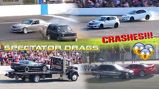 SPECTATOR DRAG CRASHES RISKING IT ALL FOR THE WIN [upl. by Janaya]