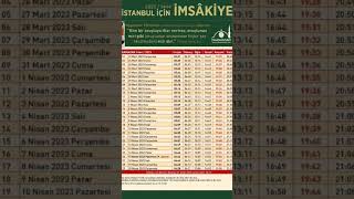 İSTANBUL RAMAZAN İMSAKİYESİ 2023 imsakiye [upl. by Eugene]