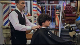 Long Hair to Short Transition by Arthur Rubinoff at NYC Barber Shop Museum [upl. by Ever]