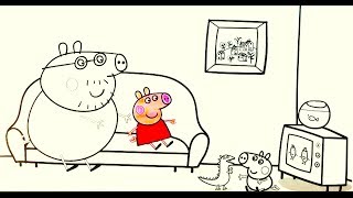 Coloring page Pig Peppa and Daddy Pig are watching TV [upl. by Ferdinanda]