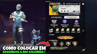 COMO DEIXAR BIO COLORIDA DO FREE FIRE  COMO DEIXAR PERFIL COLORIDO NO FREE FIRE  ATUALIZADO 2024 [upl. by Haines956]