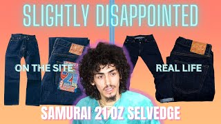 SAMURAI JAPAN RAW SELVEDGE DENIM JEANS DISAPPOINTED ME  SAMURAI 21OZ CHOKIWAMI DENIM [upl. by Suiratnauq]