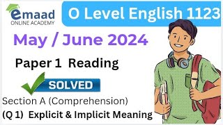 May  June 2024 Paper solved  Reading Q 1 [upl. by Coumas]