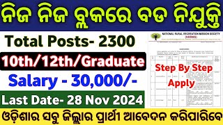 Odisha Block Level Recruitment 2024  Odisha New Govt Jobs 2024  New Govt Job Vacancy in Odisha [upl. by Ehtylb64]