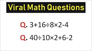 Viral Math problem in Hindi  DMAS Rule in Maths  Basic Math for NTS Test  PPSC Test [upl. by Neimad]