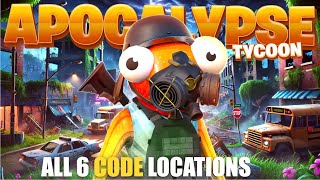 APOCALYPSE TYCOON MAP FORTNITE CREATIVE  ALL 6 CODES LOCATIONS [upl. by Wendie]