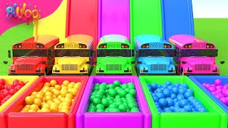 The Wheels on The Bus Song  Colorful Bus amp SUPRISE EGGS  BluLoo Nursery Rhymes amp Kids Songs [upl. by Etennaej]