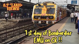 Central Railway’s first Bombardier local train EMU at Thane on its first day in service [upl. by Cinnamon616]