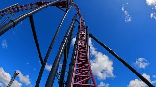 DC Rivals Hypercoaster BACKWARDS On Ride POV  Warner Bros Movie World [upl. by Goebel]