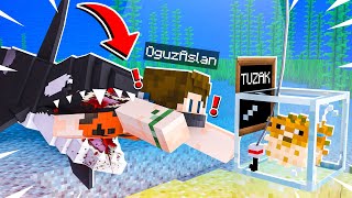 BALIK TUZAĞI KURARKEN KÖPEKBALIĞI SALDIRDI  Minecraft MağaraCraft 7 [upl. by Mord]