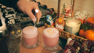 christmas cozy cooking chocolate spiced latte decorated cocktails canapes christmas ham 4k [upl. by Ayerf248]