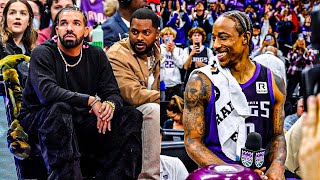 Drake Pops Out To Raptors Game amp STARES Down Demar Derozan Says He Wont Be Honored As Raptor Great [upl. by Alvarez]