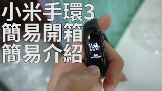 小米手環3 簡易開箱 基本功能簡單介紹有時間軸索引 [upl. by Kelcie]