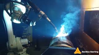 Robotic welding solution of hydro cylinder with inductive preheating [upl. by Hafirahs683]