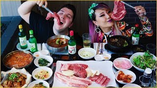 I MET NIKOCADO AVOCADO His FIRST TIME KOREAN BBQ and Ramen MUKBANG RainaisCrazy [upl. by Myrtle]