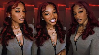 AMAZON WIG INSTALL  99j BURGUNDY BODY WAVE 13X4 HD TRANSPARENT LACE 22INCH  PLIAMO HAIR [upl. by Skricki]