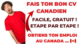 🇨🇦 COMMENT FAIRE UN CV CANADIEN PROFESSIONNEL FACILEMENT MODÈLE 1 travailleraucanada [upl. by Navert]