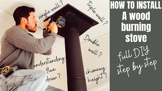 How to install a wood burning stove DIY step by step [upl. by Aix]