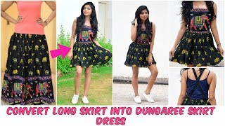 DIY Convert Long Skirt Into Dungaree Skirt Dress [upl. by Anayad969]