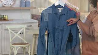 Isaac Mizrahi Live Bridgehampton Stretch Chambray Dress on QVC [upl. by Aliel]