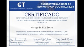 Certificados do Curso de Neurociência Cognitiva 2024 [upl. by Litsyrk]