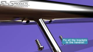 SHS Products  Stainless Steel Handrail Installation 3 holes Brackets [upl. by Yeslrahc]