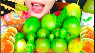 ASMR SOUR FRUITS HOT SALT LIME AMBARELLA GREEN MANGO GUAVA PLUM GREEN JUICE 水果 먹방  咀嚼音 [upl. by Laeynad156]