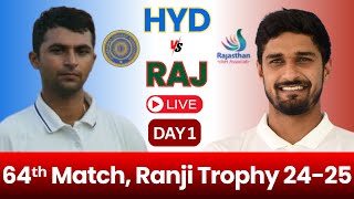 🔴 Live Cricket Rajasthan Vs Hyderabad  Ranji Trophy 202425  RAJ Vs HYD Live Match Today 🏏 [upl. by Ateinotna]