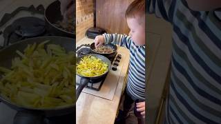 dad and son are cooking potatoes with🍄‍🟫🥔shorts [upl. by Namijneb576]