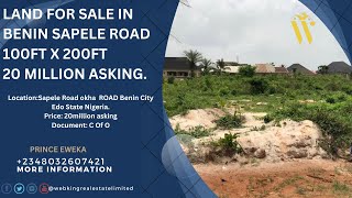 LAND FOR SALE FOR IN BENIN CITY EDO STATE NIGERIA SAPELE ROAD [upl. by Jarred587]