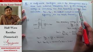 Numerical on Half Waver Rectifier  Hindi Urdu  Electronics Engineering by Raj Kumar Thenua [upl. by Aihseket71]