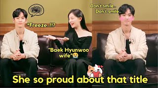 Kim Jiwon introduced herself as quotBaek Hyunwoo wifequot and this is Kim Soohyuns reaction 😆😋🫠 [upl. by Pussej]