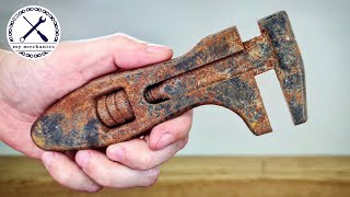 Antique Seized Adjustable Wrench  Restoration [upl. by Ymer]