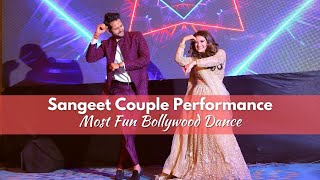 Bride and Groom Fun Bollywood Dance  Sangeet Couple Performance  90s Songs Included sangeet [upl. by Paton645]