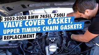 DIY 20022008 bmw 745li 750li valve cover gaskets upper timing chain gaskets replacement [upl. by Sobmalarah]