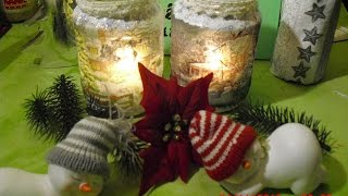 DIY  Weihnachtliche Windlichter mit Serviettentechnik gestalten [upl. by Ashmead]