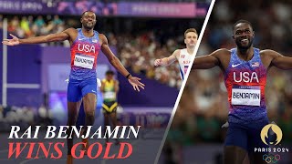 Rai Benjamin Beats Karsten Warholm to Win Mens 400m Hurdles Gold [upl. by Aihsenot]