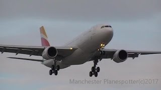 First Visit Iberia Airbus A330202 ECMOY On IB2955 Landing at Manchester Airport On 13052017 [upl. by Eniamirt]