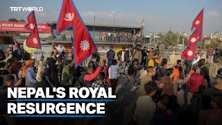 Nepalese protesters want king back on throne [upl. by Eyllib490]