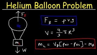 How To Calculate The Buoyant Force amp Load Mass of a Helium Balloon  Physics [upl. by Knorring318]