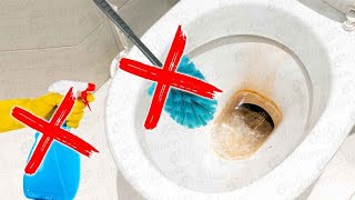 Easy Way to Clean Toilet Bowl Stains  Remove Toilet Hard Water Calcium Deposit Without Scrubbing [upl. by Anitsirhk513]