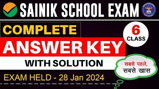 🔑 Sainik School Exam 2024 Class 6 Complete Answer Key amp Paper Solution  28 Jan 2024 Exam Analysis [upl. by Aliac925]